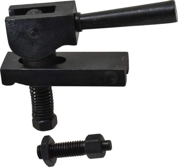 Value Collection - 1/2-13 Tap Size, Steel Strap Clamp Assembly - Center Cam, 5/8" Strap Thickness, 1" Travel, 4" Strap Len, 1-1/4" Strap Width - Benchmark Tooling