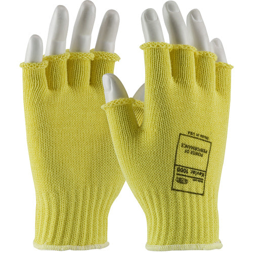 07-K259/M Gloves w/Kevlar Brand - 100% Kevlar - Half Finger - 7 Gauge M. Wgt. - Exact Industrial Supply