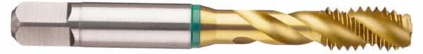 Guhring - #5-40 UNC 3 Flute 2B Bottoming Spiral Flute Tap - Cobalt, TiN Finish, 1.941" OAL, Right Hand Flute, Right Hand Thread, Series 3977 - Exact Industrial Supply