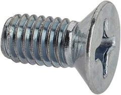 Value Collection - M6x1.00 Metric Coarse, 12mm OAL Phillips Drive Machine Screw - Flat Head, Grade 4.8 Steel, Zinc-Plated Finish, Without Washer - Benchmark Tooling