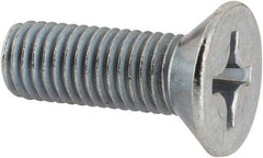 Value Collection - 1/4-28 UNF, 3/4" OAL Phillips Drive Machine Screw - Flat Head, Grade J82 Steel, Zinc-Plated Finish, Without Washer - Benchmark Tooling