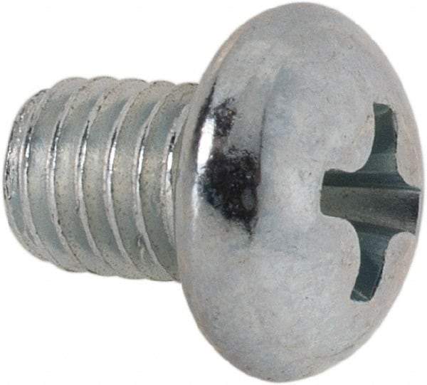Value Collection - #10-32 UNF, 1/4" Length Under Head Phillips Drive Machine Screw - Round Head, Grade J82 Steel, Zinc-Plated Finish, Without Washer - Benchmark Tooling