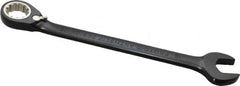 Proto - 18mm 12 Point Combination Wrench - 15° Head Angle, 9-5/16" OAL, Steel, Black Chrome Finish - Benchmark Tooling