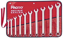 Proto - 10 Piece, 7/16" to 1", 6 Point Combination Wrench Set - Inch Measurement Standard, Satin Chrome Finish, Comes in Nylon Roll - Benchmark Tooling