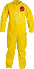Dupont - Size M PE Film Chemical Resistant Coveralls - Yellow, Zipper Closure, Open Cuffs, Open Ankles, Serged Seams - Benchmark Tooling