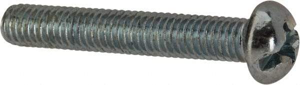 Made in USA - #10-32 UNF, 1-1/4" Length Under Head Slotted/Phillips Drive Machine Screw - Round Head, Grade J82 Steel, Zinc-Plated Finish, Without Washer - Benchmark Tooling