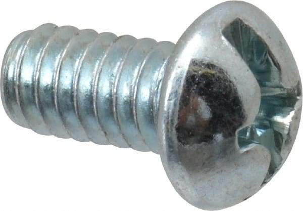 Value Collection - 1/4-20 UNC, 1/2" Length Under Head Slotted/Phillips Drive Machine Screw - Round Head, Grade 2 Steel, Zinc-Plated Finish, Without Washer - Benchmark Tooling
