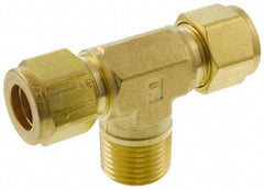 Parker - 3/4" OD, Brass Male Branch Tee - 1,900 Max Working psi, 1-1/16" Hex, Comp x Comp x MNPT Ends - Benchmark Tooling