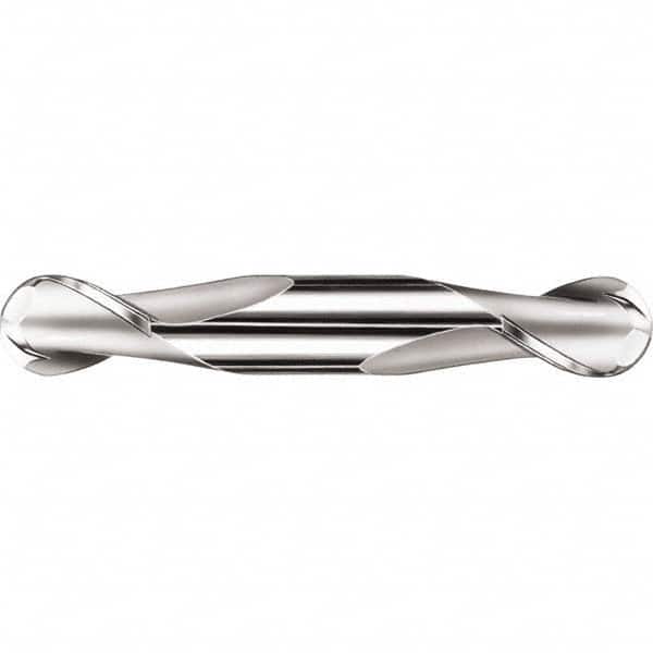 SGS - 10mm Diam, 14mm LOC, 2 Flute Solid Carbide Ball End Mill - AlTiN Finish, Double End, 75mm OAL, 10mm Shank Diam, Spiral Flute - Benchmark Tooling