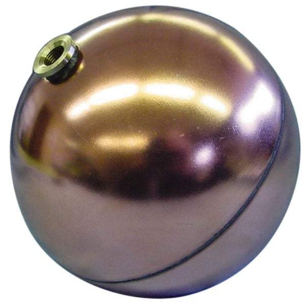 Made in USA - 6" Diam, Spherical, Hex Spud Connection, Metal Float - 3/8-16 Thread, Copper, 25 Max psi, 23 Gauge - Benchmark Tooling