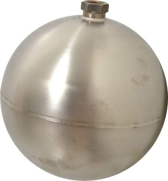 Made in USA - 7" Diam, Spherical, Hex Spud Connection, Metal Float - 3/8" Straight Thread, Stainless Steel, 650 Max psi, 14 Gauge - Benchmark Tooling