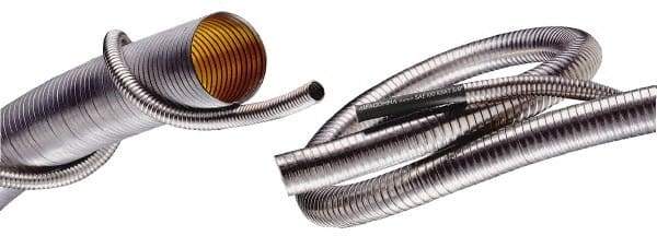 Kuriyama of America - 3/4" ID x 7/8" OD, -60 to 750°F, Galvanized Steel Unlined Flexible Metal Duct Hose - 0.01 to 0.012 Gage Thickness, 5-1/4" Bend Radius, 25' Long - Benchmark Tooling