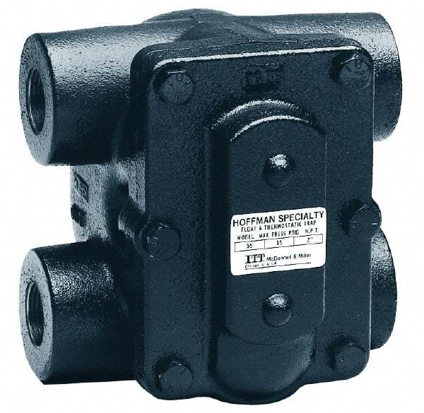 Hoffman Speciality - 1-1/2 Female" Pipe, Cast Iron Float & Thermostatic Steam Trap - 15 Max psi - Benchmark Tooling