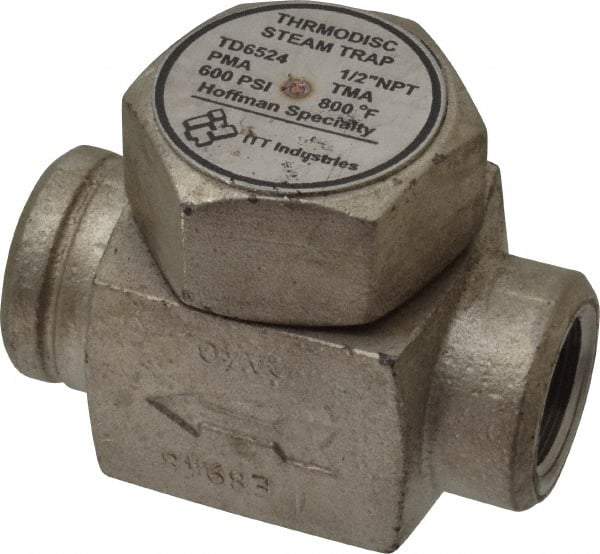 Hoffman Speciality - 1/2 Female" Pipe, Stainless Steel Thermodisc Steam Trap - 600 Max psi - Benchmark Tooling