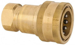 Parker - 3/4 NPTF Brass Hydraulic Hose Female Pipe Thread Coupler - 1,000 psi, 28 GPM - Benchmark Tooling