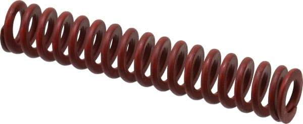 Associated Spring Raymond - 3/8" Hole Diam, 3/16" Rod Diam, 2" Free Length, Red Die Spring - 37 Lb Max Deflection, 0.74" Max Deflection, Medium Heavy Duty, Chromium Alloy Steel - Benchmark Tooling