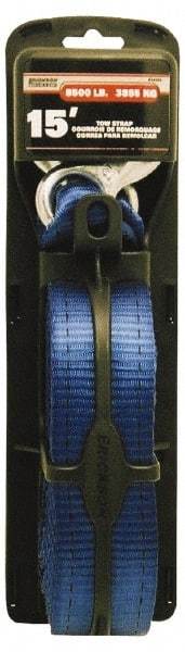 Erickson Manufacturing - 15' Long x 2" Wide, 8,500 Lb Basket Capacity, Polyester Web Sling - Blue, with Hook Ends - Benchmark Tooling