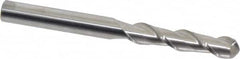 Accupro - 3/8" Diam, 1-3/4" LOC, 2 Flute Solid Carbide Ball End Mill - Uncoated, Single End, 4" OAL, 3/8" Shank Diam, Spiral Flute - Benchmark Tooling