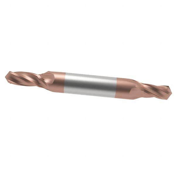 Accupro - 1/4" Diam, 1/2" LOC, 2 Flute Solid Carbide Ball End Mill - TiCN Finish, Double End, 2-1/2" OAL, 1/4" Shank Diam, Spiral Flute - Benchmark Tooling