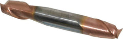 Accupro - 3/8", 1/2" LOC, 3/8" Shank Diam, 2-1/2" OAL, 2 Flute, Solid Carbide Square End Mill - Double End, TiCN Finish, Spiral Flute, 40° Helix, Centercutting, Right Hand Cut, Right Hand Flute - Benchmark Tooling