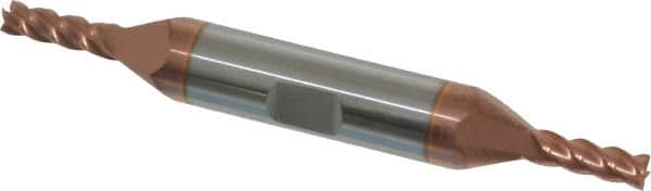 Accupro - 5/32", 7/16" LOC, 3/8" Shank Diam, 3" OAL, 4 Flute, Solid Carbide Square End Mill - Double End, TiCN Finish, Spiral Flute, 40° Helix, Centercutting, Right Hand Cut, Right Hand Flute - Benchmark Tooling