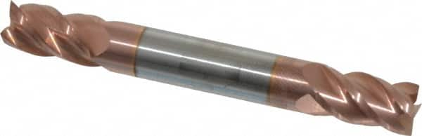 Accupro - 5/16", 1/2" LOC, 5/16" Shank Diam, 2-1/2" OAL, 4 Flute, Solid Carbide Square End Mill - Double End, TiCN Finish, Spiral Flute, 40° Helix, Centercutting, Right Hand Cut, Right Hand Flute - Benchmark Tooling