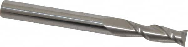 Accupro - 15/64", 3/4" LOC, 1/4" Shank Diam, 2-1/2" OAL, 2 Flute, Solid Carbide Square End Mill - Single End, Uncoated, Spiral Flute, 40° Helix, Centercutting, Right Hand Cut, Right Hand Flute - Benchmark Tooling
