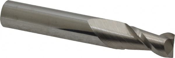 Accupro - 9/32", 1/2" LOC, 5/16" Shank Diam, 2" OAL, 2 Flute, Solid Carbide Square End Mill - Single End, Uncoated, Spiral Flute, 40° Helix, Centercutting, Right Hand Cut, Right Hand Flute - Benchmark Tooling