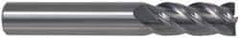 Accupro - 1/2", 1" LOC, 1/2" Shank Diam, 3" OAL, 4 Flute, Solid Carbide Square End Mill - Single End, TiCN Finish, Spiral Flute, 40° Helix, Centercutting, Right Hand Cut, Right Hand Flute - Benchmark Tooling