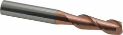 Accupro - 3/8", 1-1/8" LOC, 3/8" Shank Diam, 3" OAL, 2 Flute, Solid Carbide Square End Mill - Single End, TiCN Finish, Spiral Flute, 40° Helix, Centercutting, Right Hand Cut, Right Hand Flute - Benchmark Tooling