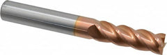 Accupro - 3/8", 1-1/8" LOC, 3/8" Shank Diam, 3" OAL, 4 Flute, Solid Carbide Square End Mill - Single End, TiCN Finish, Spiral Flute, 40° Helix, Centercutting, Right Hand Cut, Right Hand Flute - Benchmark Tooling
