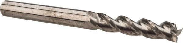 Accupro - 1", 3-1/2" LOC, 1" Shank Diam, 6" OAL, 3 Flute, Solid Carbide Square End Mill - Single End, Uncoated, Spiral Flute, 37° Helix, Centercutting, Right Hand Cut, Right Hand Flute - Benchmark Tooling