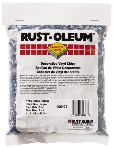 Rust-Oleum - Black/White/Blue Vinyl Floor Chips - 1 Lb Plastic Bag - Benchmark Tooling