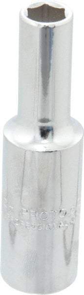 Proto - 3/8", 1/2" Drive, Deep Hand Socket - 6 Points, 3-1/4" OAL, Chrome Finish - Benchmark Tooling