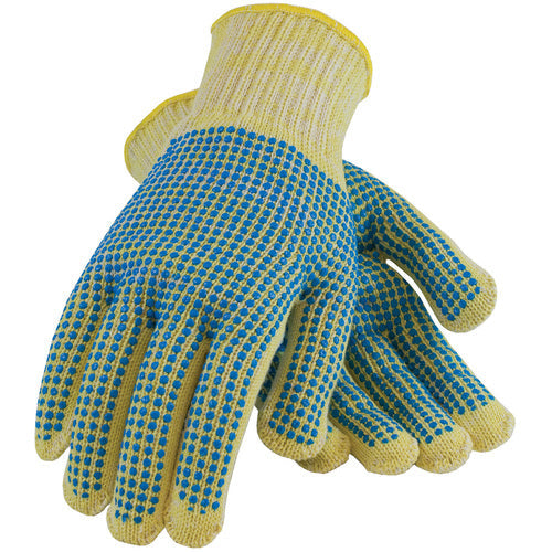 08-K252/XL Gloves w/Kevlar Brand - Kevlar/Cotton Plated - 7 Gauge - M. Wt - ANSI2 - Dots 2 Sides - Exact Industrial Supply