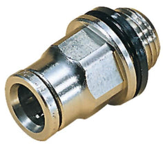 Norgren - 12mm Outside Diam, 1/4 BSPT, Nickel Plated Brass Push-to-Connect Tube Male Connector - 260 Max psi, Tube to Male BSPT Connection, Nitrile O-Ring - Benchmark Tooling