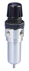 Parker - 1/2" NPT Port 1 Piece Filter/Regulator FRL Unit - Stainless Steel Bowl, 72 SCFM, 125 Max psi, 8.59" High, Manual Drain - Benchmark Tooling