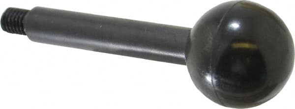 Gibraltar - 3/8-16 Stem, 1-3/8" Knob Diam, 1/2" Shaft Diam, Gear Lever Arm with Ball Knob - 1/2" Thread Length, 4" Handle Length, Carbon Steel Shaft, Plastic Knob - Benchmark Tooling