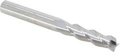 SGS - 3/8", 1-1/2" LOC, 3/8" Shank Diam, 3-1/2" OAL, 3 Flute, Solid Carbide Square End Mill - Single End, Uncoated, Spiral Flute, 38° Helix, Right Hand Cut, Right Hand Flute, Series 43 - Benchmark Tooling
