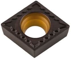 Kennametal - CCMT32.51 UF Grade KCP25 Carbide Turning Insert - TiCN/Al2O3 Finish, 80° Diamond, 3/8" Inscr Circle, 5/32" Thick, 1/64" Corner Radius - Benchmark Tooling