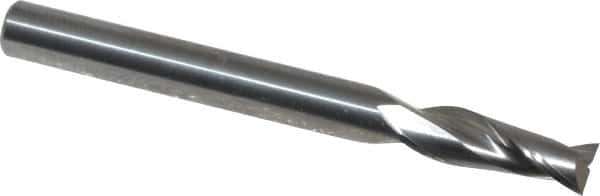 OSG - 3/16", 9/16" LOC, 3/16" Shank Diam, 2" OAL, 2 Flute, Solid Carbide Square End Mill - Single End, Uncoated, Spiral Flute, 30° Helix, Centercutting, Right Hand Cut, Right Hand Flute, Series 2022 - Benchmark Tooling