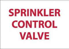 NMC - Sprinkler Control Valve, Pressure Sensitive Vinyl Fire Sign - 14" Wide x 10" High, Glow-in-the-Dark - Benchmark Tooling