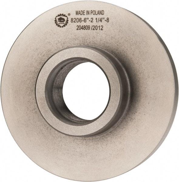 Bison - Adapter Back Plate for 6" Diam Self Centering Lathe Chucks - 2-1/4 - 8 Mount, 2-1/4" Through Hole Diam, 3.189mm ID, 6.535" OD, 0.787" Flange Height, Cast Iron - Benchmark Tooling