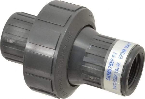 Plast-O-Matic - 3/4" PVC Check Valve - Inline, FNPT x FNPT, 150 WOG - Benchmark Tooling