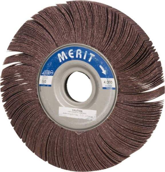 Merit Abrasives - 10" Diam, 60 Grit Aluminum Oxide Unmounted Flap Wheel - 1-3/4" Hole, 1" Wide, Coated, Medium Grade, 4,500 Max RPM , Cloth Backing - Benchmark Tooling