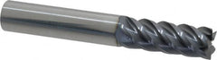 SGS - 3/8", 5 Flute, Single End, Solid Carbide, 0.015" Corner Radius End Mill - 2-1/2" OAL, 45° Helix, Right Hand Flute, 1" LOC, Right Hand Cut - Benchmark Tooling