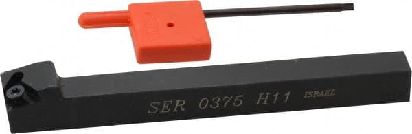 Carmex - External Thread, Right Hand Cut, 3/8" Shank Width x 0.38" Shank Height Indexable Threading Toolholder - 4" OAL, 11ER Insert Compatibility, SE Toolholder, Series SER - Benchmark Tooling
