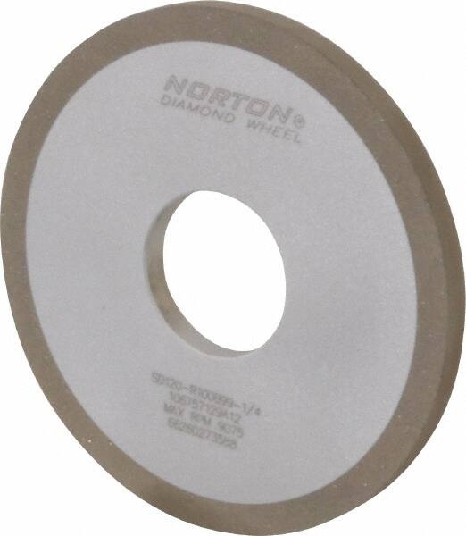 Norton - 4" Diam x 1-1/4" Hole x 1/4" Thick, 120 Grit Surface Grinding Wheel - Diamond, Type 1A1, Fine Grade, Resinoid Bond - Benchmark Tooling