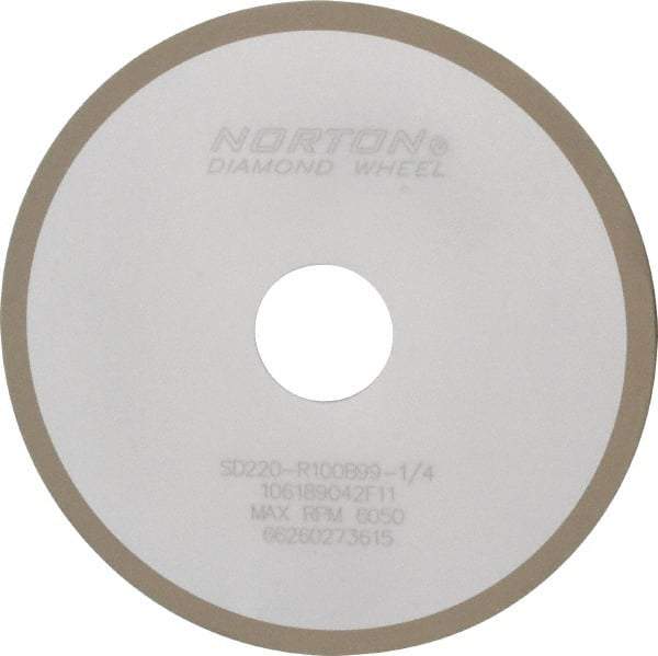 Norton - 6" Diam x 1-1/4" Hole x 1/8" Thick, 220 Grit Surface Grinding Wheel - Diamond, Type 1A1, Very Fine Grade, Resinoid Bond - Benchmark Tooling