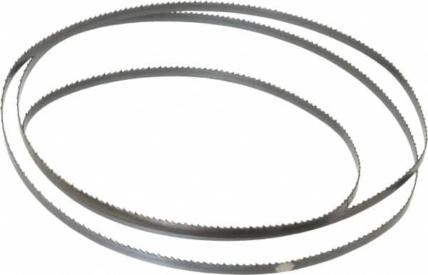 Starrett - 10 TPI, 4' 8-1/2" Long x 1/4" Wide x 0.025" Thick, Welded Band Saw Blade - Carbon Steel, Toothed Edge, Raker Tooth Set, Flexible Back, Contour Cutting - Benchmark Tooling